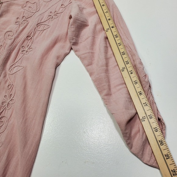 Soft Surroundings Women Dress Size Medium Embroidered Lace boho Button Dusty Ros - Picture 13 of 16
